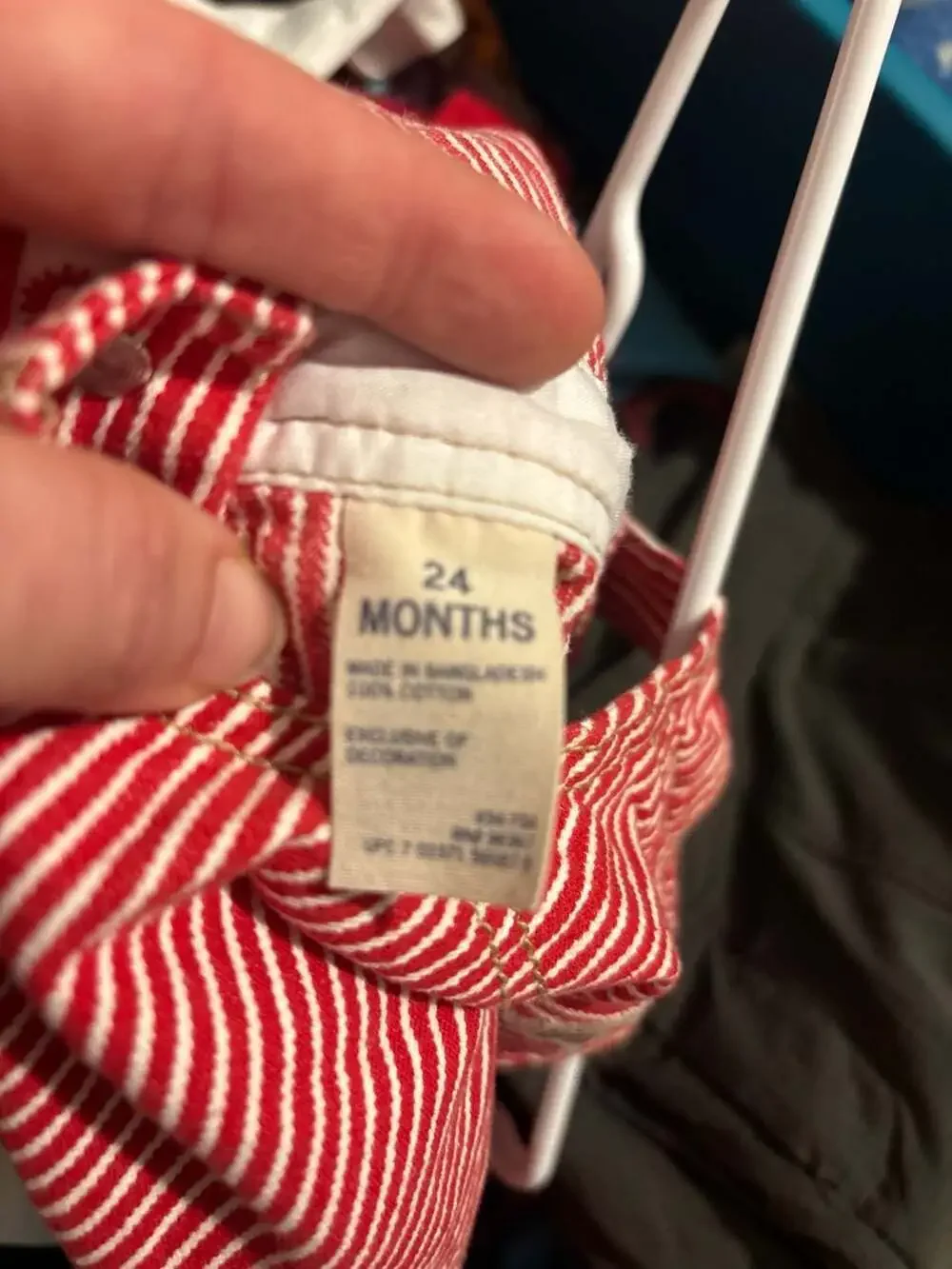 OshKosh B'gosh Red Hickory Stripe Overall Dress 24 Months